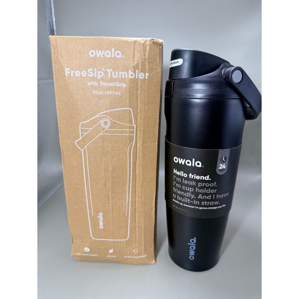 NEW WITH TAGS Owala FreeSip Sway - Stainless Steel - 30oz Very Black, New